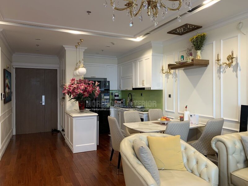 Thi công nội thất gỗ phòng khách chung cư Vinhomes Nguyễn Chí Thanh Thi công nội thất phòng khách đẹp, sang trọng