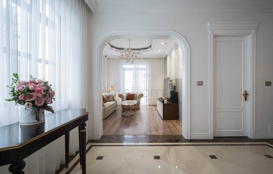 Kiến trúc tường vòm cách điệu theo phong cách tân cổ điển cho biệt thự sang trọng Thi công nội thất phòng khách đẹp, sang trọng