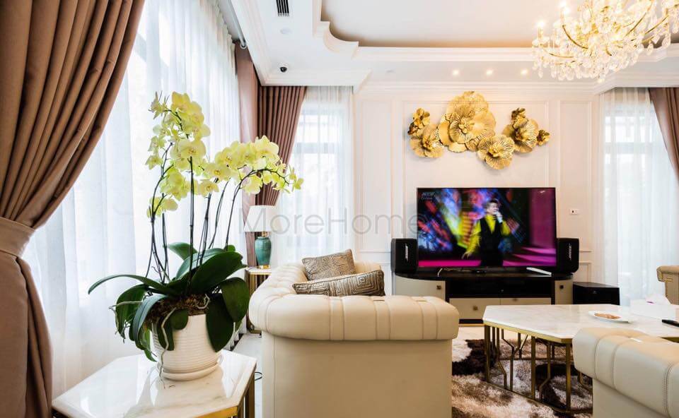 Không gian nội thất phòng khách biệt thự sang trọng Thi công nội thất phòng khách cao cấp