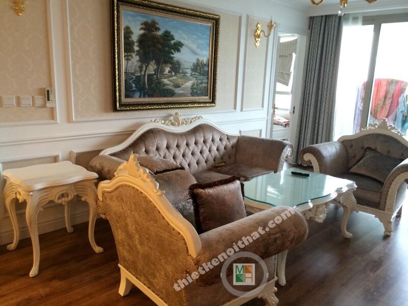 Ngỡ ngàng với thiết kế nội thất sang trọng phong cách tân cổ điển Thi công nội thất phòng khách cao cấp