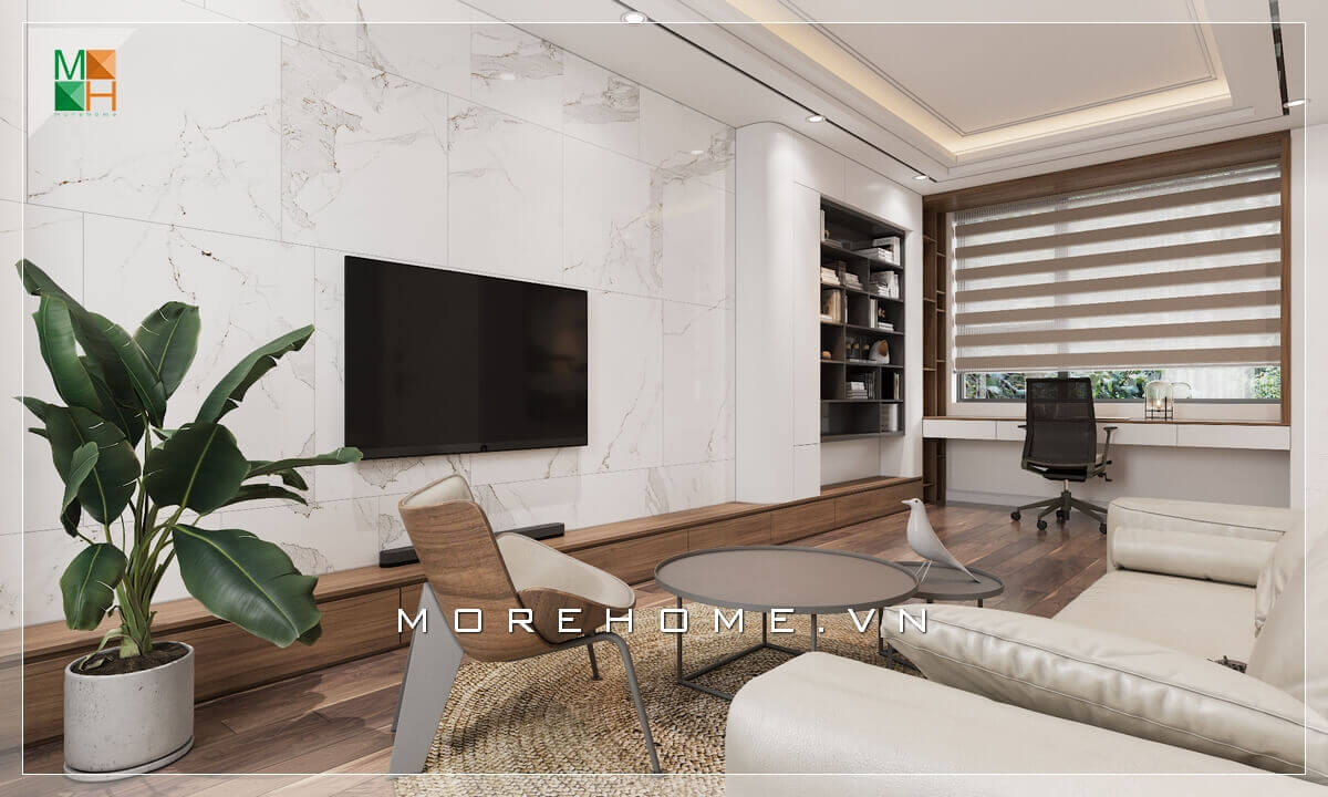 Kệ tivi gỗ thiết kế sáng tạo dài và hiện đại phù hợp với diện tích căn phòng. Cập nhật những mẫu thiết kế phòng khách đẹp độc đáo