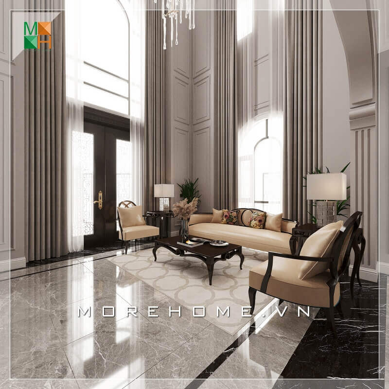 Với một không gian phòng khách nguy nga và rộng rãi thì mẫu bàn óc chó ghế sofa bọc da chân gỗ tự nhiên cao cấp là sự lựa chọn phù hợp nhất khiến căn phòng khách trở nên sang trọng và đẳng cấp hơn bào giờ hết. Xu hướng các mẫu thiết kế phòng khách cao cấp