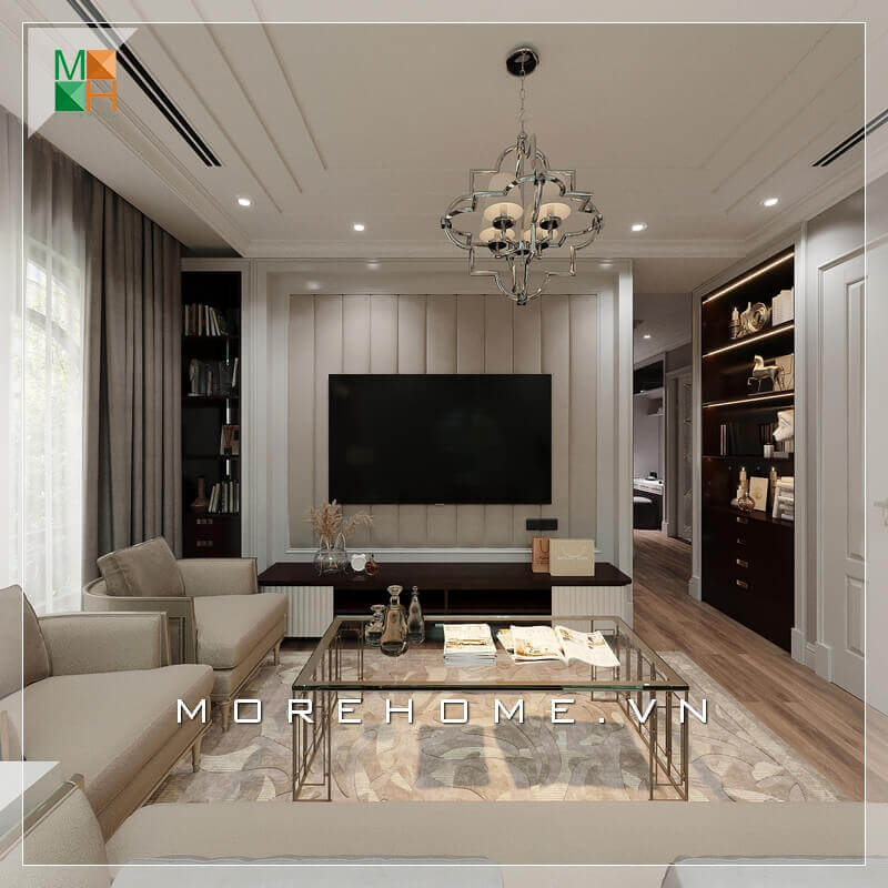 Ngắm nhìn mẫu thiết kế nội thất phòng khách đẹp, sang trọng cho chung cư, nhà phố, biệt thự mang phong cách tân cổ điển. Thiết kế phòng khách tân cổ điển đang là một xu thế đang được săn đón nhất hiện nay. Lối thiết kế phòng khách cổ điển xen lẫn hiện đại này sẽ đem lại nét mới, nét cổ vì thế không bao giờ lỗi mốt với thời gian. Tư vấn mẫu thiết kế phòng khách sang trọng