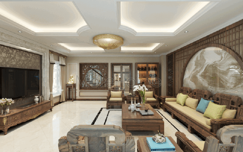 Trang trí nội thất phòng khách sang trọng đẳng cấp tại biệt thự Riverside Nguyễn Duy Trinh Quận 2, Tp. Hồ Chí Minh. Tư vấn mẫu thiết kế phòng khách sang trọng