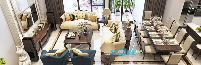 Hoàn thiện, bàn giao bộ sofa Tân cổ điển MS-007 gỗ tự nhiên Óc chó, bọc nỉ cao cấp nhập khẩu tại chung cư Vinhomes Gardenia sang trọng Liệt kê các mẫu thiết kế phòng khách hot nhất hiện nay