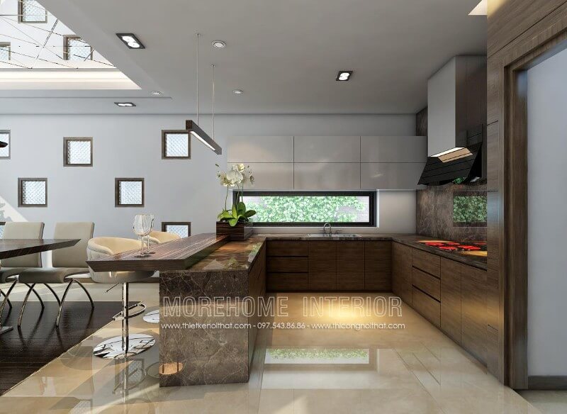 Tủ bếp hiện đại đẹp kiểu dáng chữ U mang lại cho gia chủ một không gian nấu nướng lí tưởng hơn cả, thường được nhiều khách hàng tìm kiếm và lựa chọn cho nhà bếp của mình Tủ bếp hiện đại, tủ bếp chữ u, tủ bếp chữ i, tủ bếp chữ l