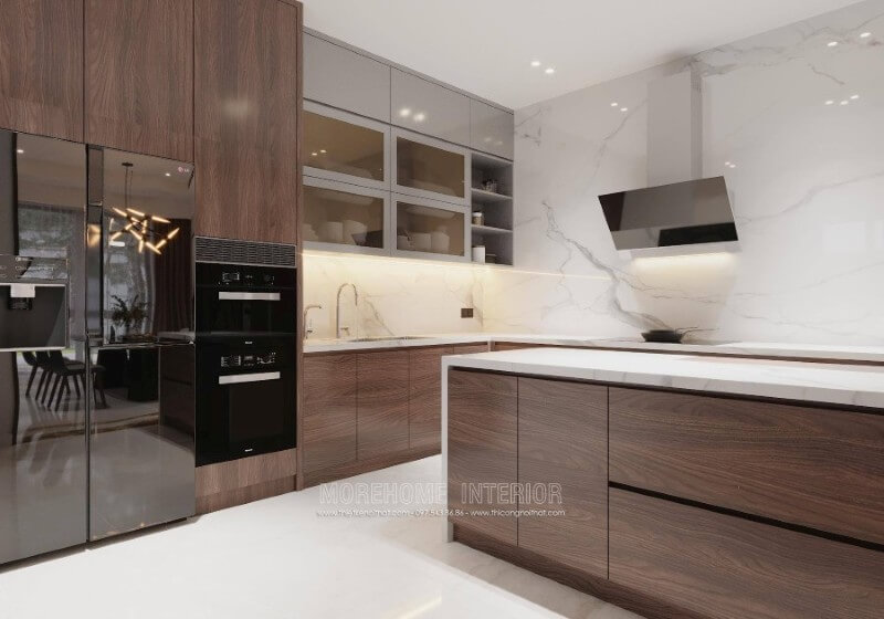 Sở hữu tính thẩm mỹ cao, chịu được lực và nhiệt độ tốt, dễ dàng vệ sinh, đá ốp bếp nhân tạo vân mây mang đến sự đẳng cấp cho phòng bếp chung cư, biệt thự, nhà phố. đá ốp bếp cao cấp