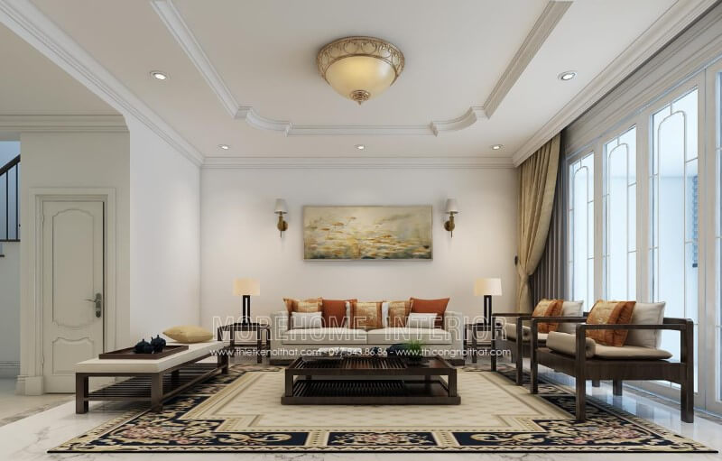 Sofa tân cổ điển đẹp gỗ tự nhiên bọc nỉ cao cấp, thiết kế đơn giản nhưng không kém phần lạ mắt Mẫu sofa gỗ óc chó sang trọng