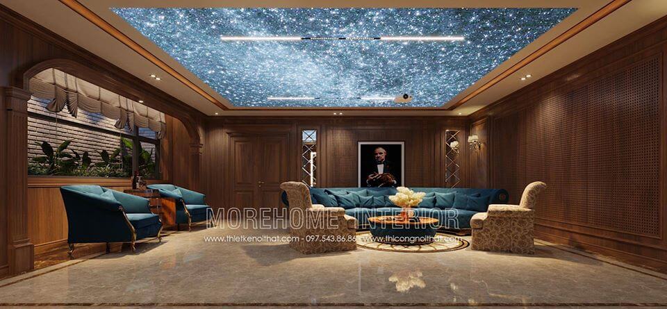 Mẫu sofa tân cổ điển đẹp cho tầng hầm nhà biệt thự Vinhomes Greeb bay Sofa tân cổ điển cao cấp