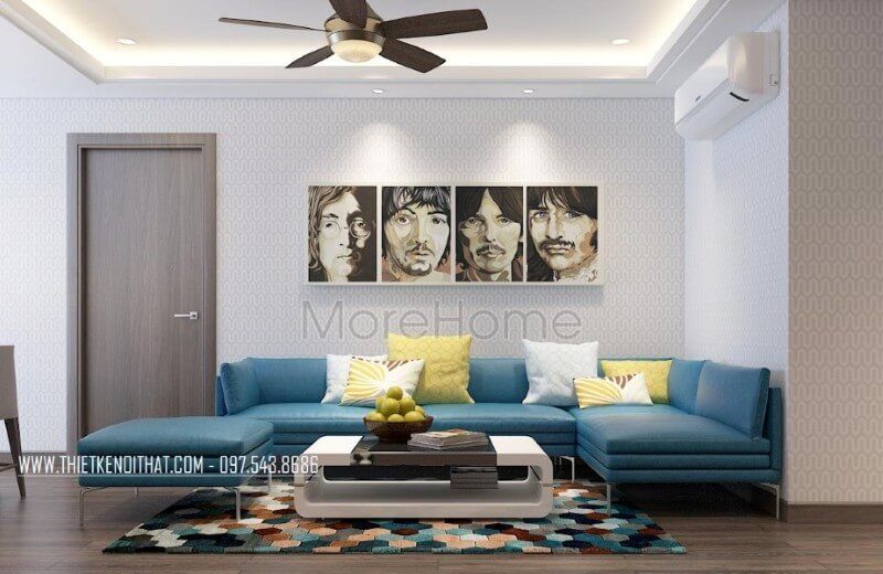 Trang trí phòng khách chung cư ấn tượng với sofa bọc da hiện đại