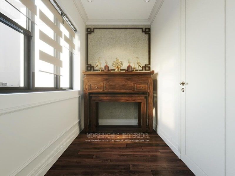 Thiết kế nội thất phòng thờ chung cư sang trọng, thành kính