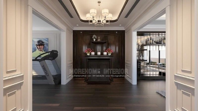 Lựa chọn chất liệu gỗ tự nhiên cao cấp kết hợp với tone màu nâu trầm sang trọng, mang lại không gian thờ cúng gia tiên sang trọng mà vô cùng thành kính