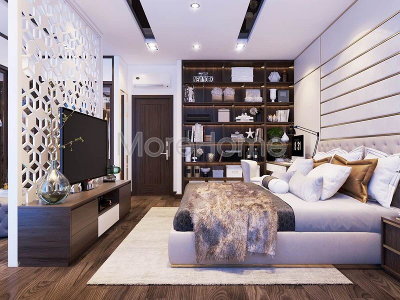 Lựa chọn nội thất gỗ cho phòng ngủ tạo sức hút từ tông màu đối lập của nội thất và sơn tường