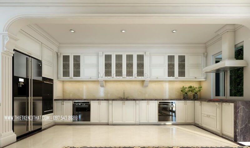 Lựa chọn thiết kế nội thất phòng bếp chung cư tiện nghi với phong cách tân cổ điển