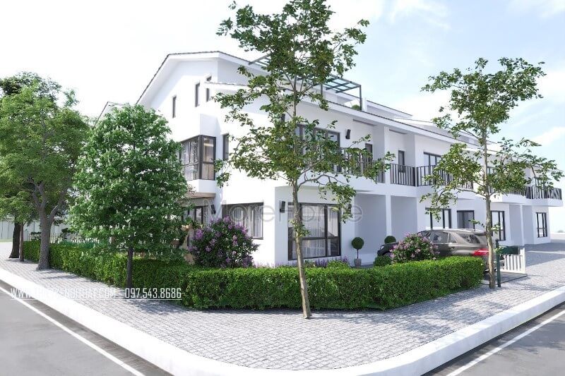 Thiết kế kiến trúc ngoại thất biệt thự Ecopark Hưng Yên phong cách hiện đại