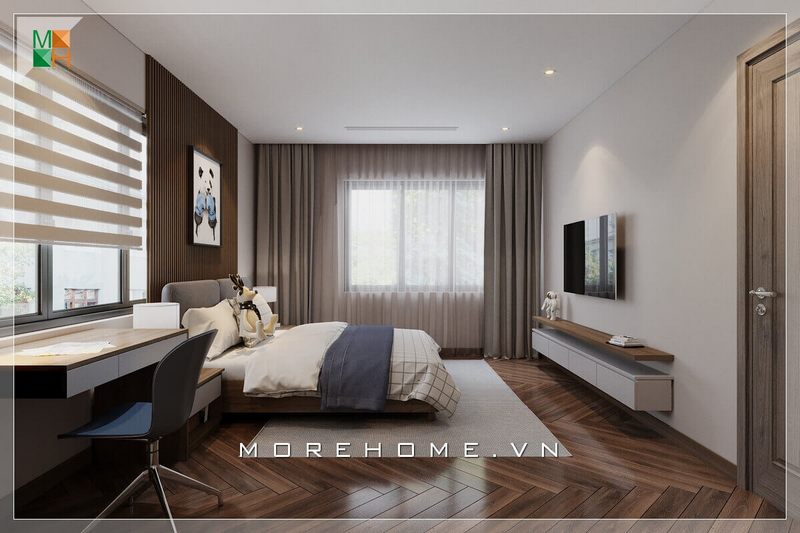 Mẫu kệ tivi treo tường kiểu dáng hiện đại đơn giản cho phòng ngủ nhỏ chung cư, nhà phố