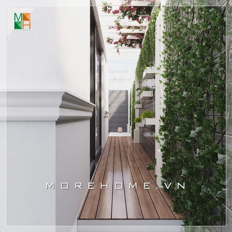 Gợi ý mẫu thiết kế không gian lối đi hông nhà biệt thự, nhà phố đẹp và ấn tượng với những dàn hoa cây lá xanh tươi trở thành không gian thư giãn lý tưởng.