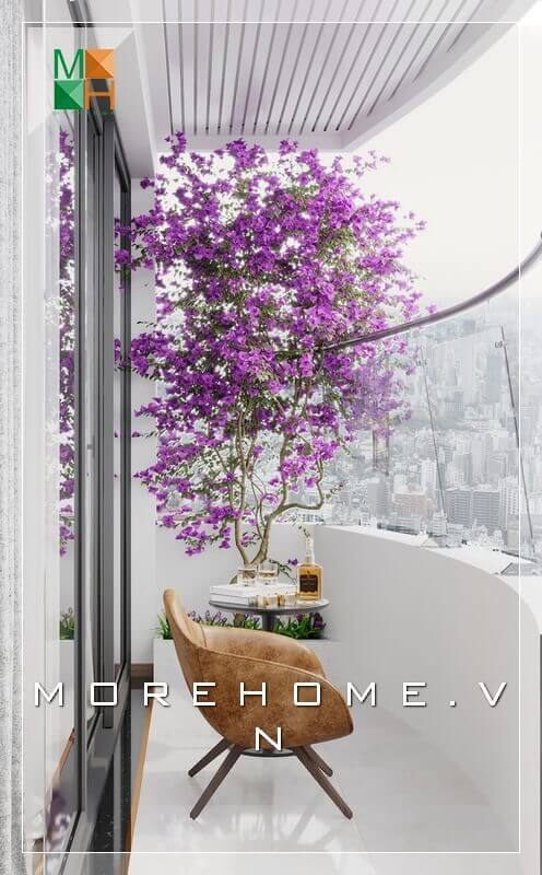 Mẫu ban công nhỏ đẹp nhẹ nhàng cho căn nhà của bạn, với một chiếc ghế bọc da kiểu dáng hiện đại, giúp bạn có những giờ phút nghỉ ngơi thư giãn sau những giờ làm việc căng thẳng