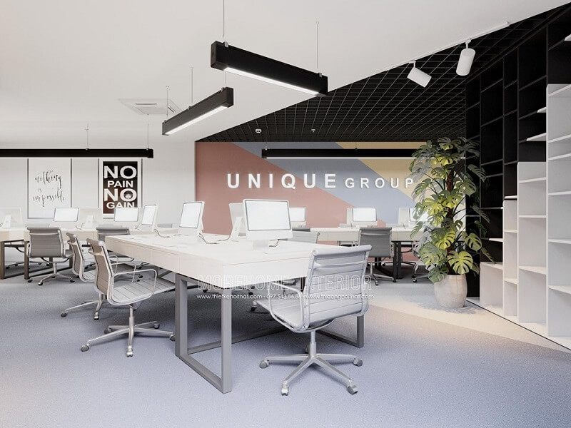 Mẫu thiết kế văn phòng có phong cách hiện đại, trẻ trung và đẹp đẽ, tạo ấn tượng.